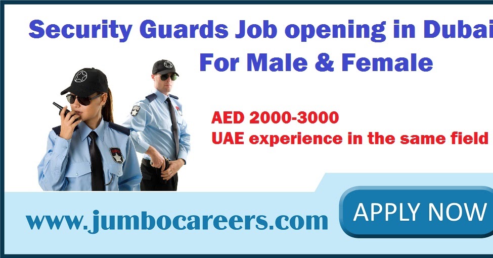 10th Pass Security Guards Job Openings in Dubai for Male & Female