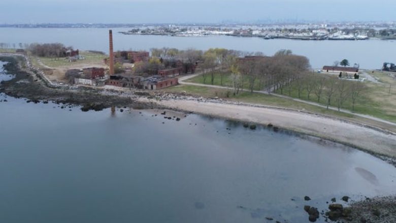 View of Hart Island in New York - the place for mass burial, now active