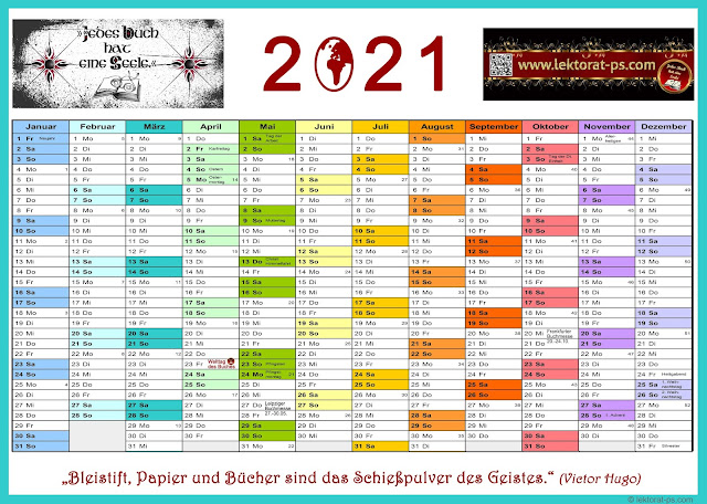 Jahresplaner 2021, Kalender, 2021