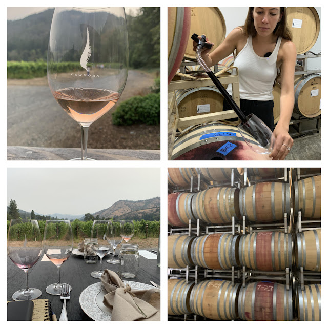 collage of Cowhorn Vineyards luncheon