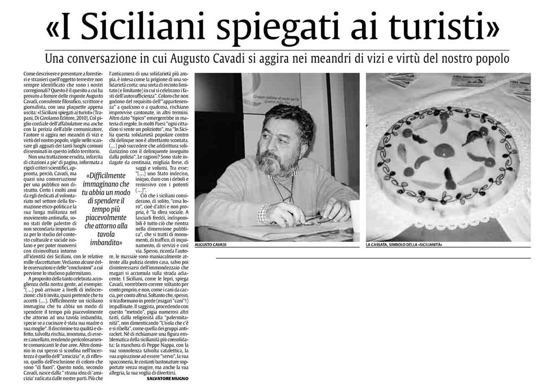 Augusto Cavadi, il blog Salvatore Mugno su “I siciliani spiegati ai