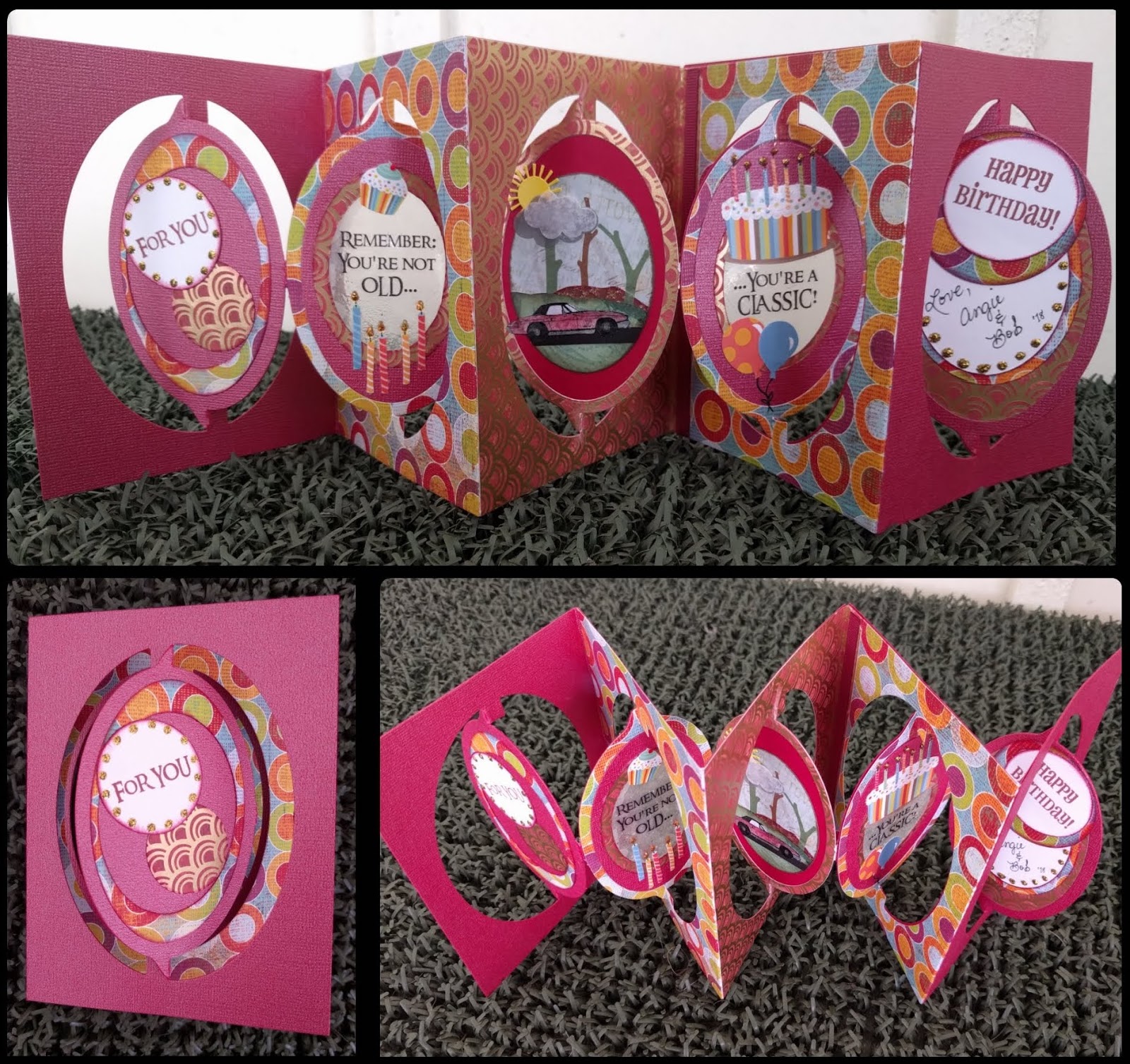 Angie Papercrafts Oval Accordion Birthday Card Classic