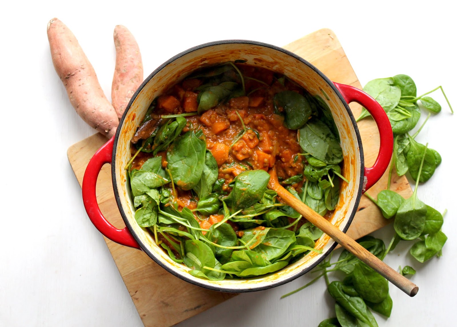 Sweet potato, lentil and spinach curry // Curry de patates douces