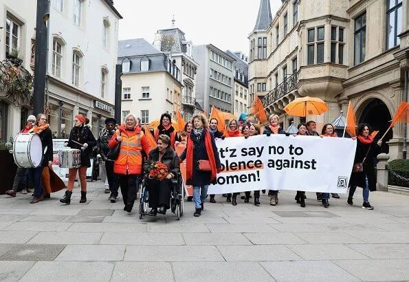 Grand Duchess Maria Teresa took part in a solidarity march against violence against women. Orange Week 2019