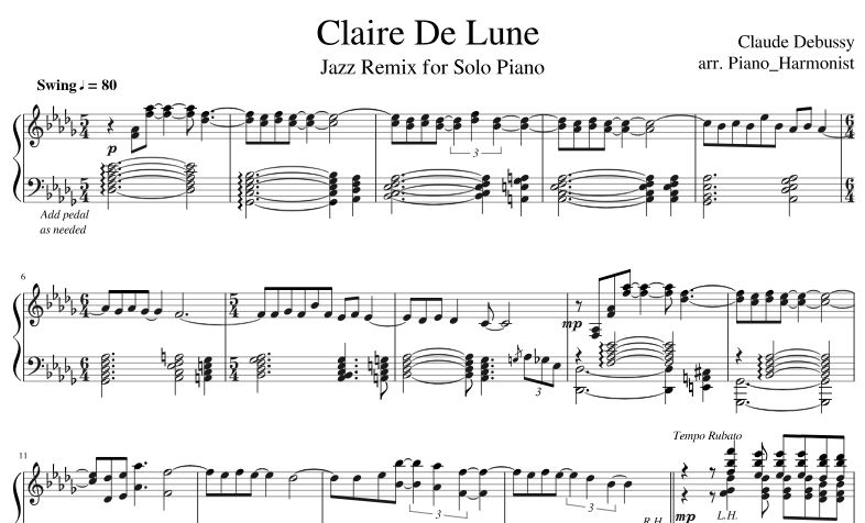 Piano Sheet Music Claude Debussy Claire De Lune Piano Sheet Music Pdf