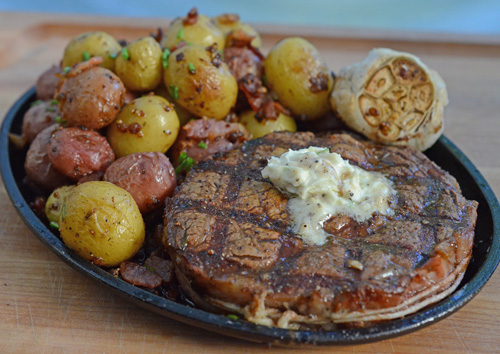 Ribeye Steak with Roasted Garlic Chive Butter featuring Certified Angus Beef® Brand from Food City.
