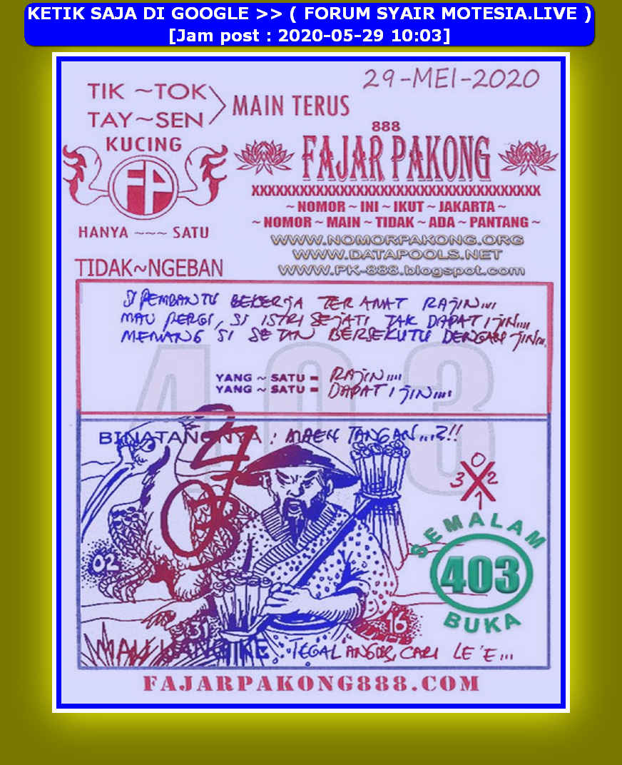 Kode Syair Hongkong 29 Mei 2020 Forum Syair Togel Hongkong Singapura Sydney