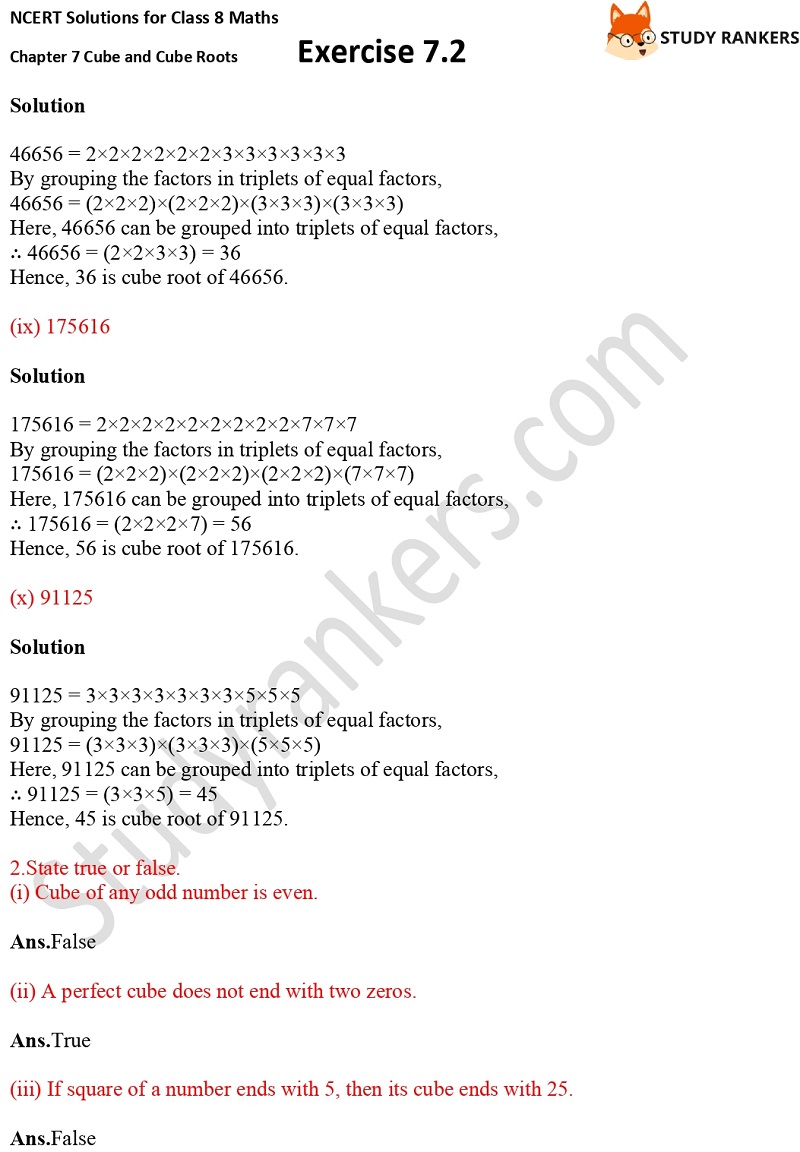 NCERT Solutions for Class 8 Maths Ch 7 Cube and Cube Roots Exercise 7.2 3