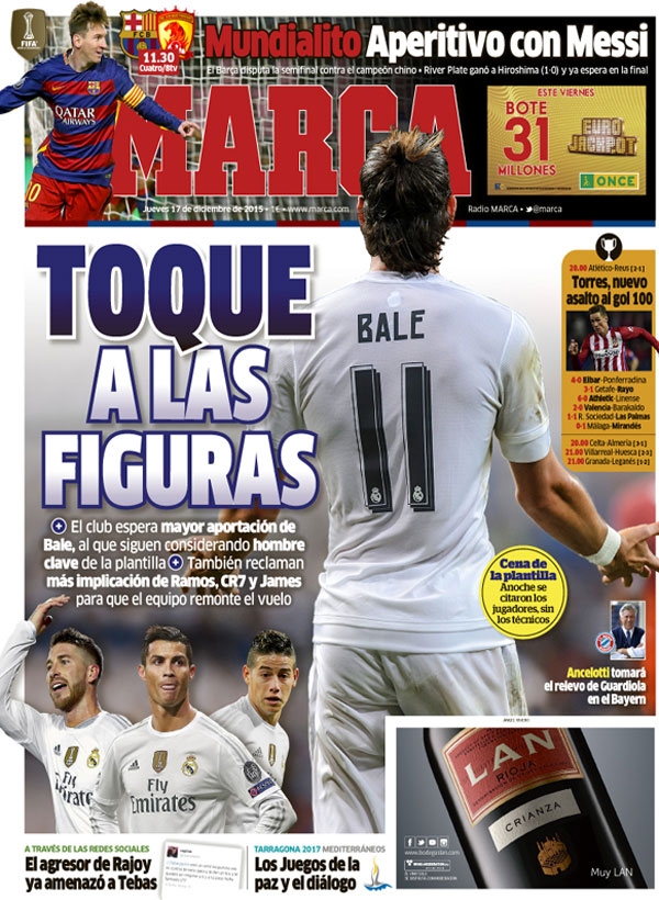 Real Madrid, Marca: "Toque a las figuras"