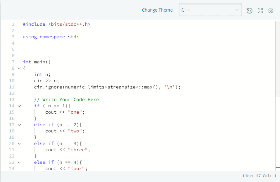 Conditional Statements in C++ - Hacker Rank Solution - Sloth Coders