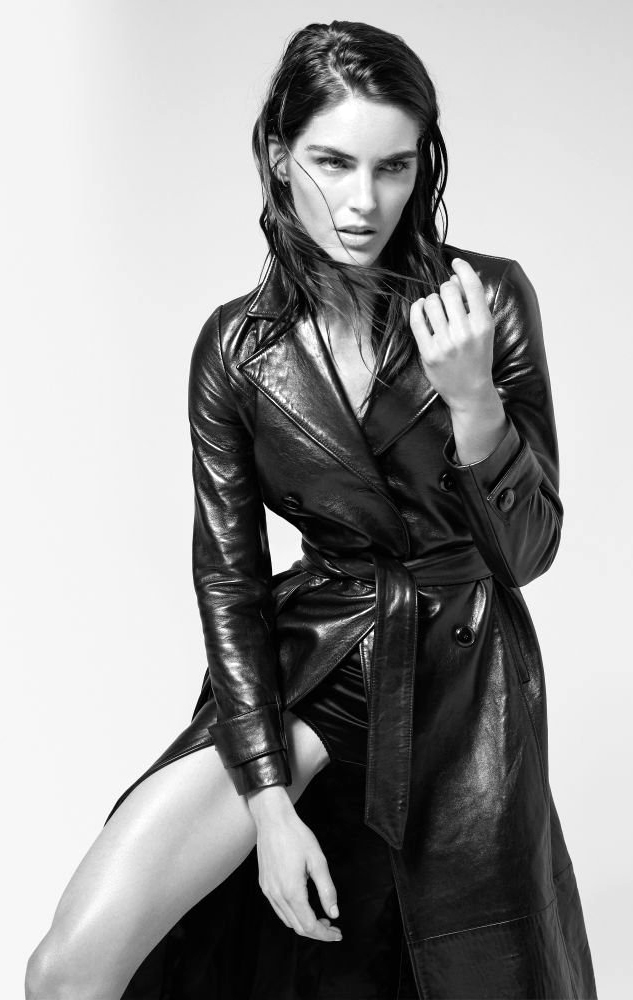 Leather Coat Daydreams: Hilary Rhoda wearing a black leather trench