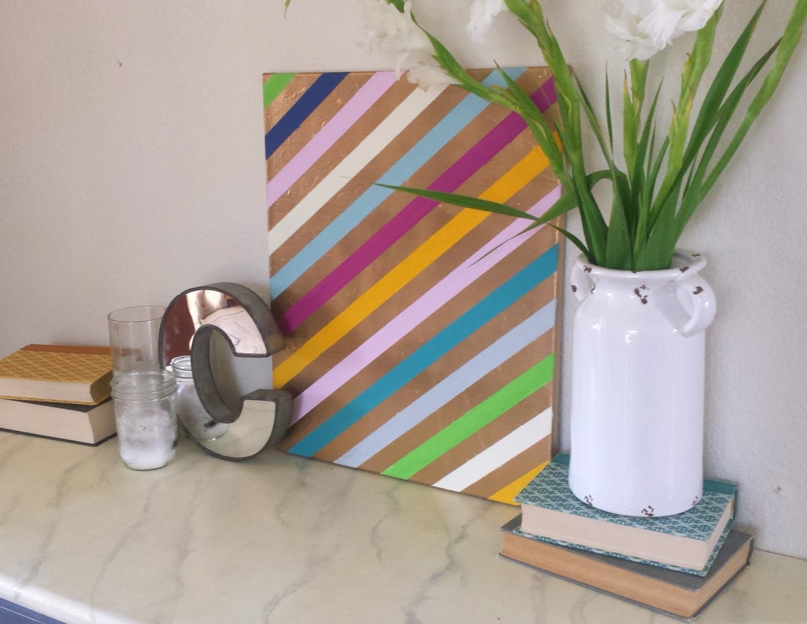 Tied Ribbon Striped Canvas Artwork