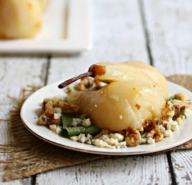 Ginger Poached Pears with Gorgonzola and Walnuts