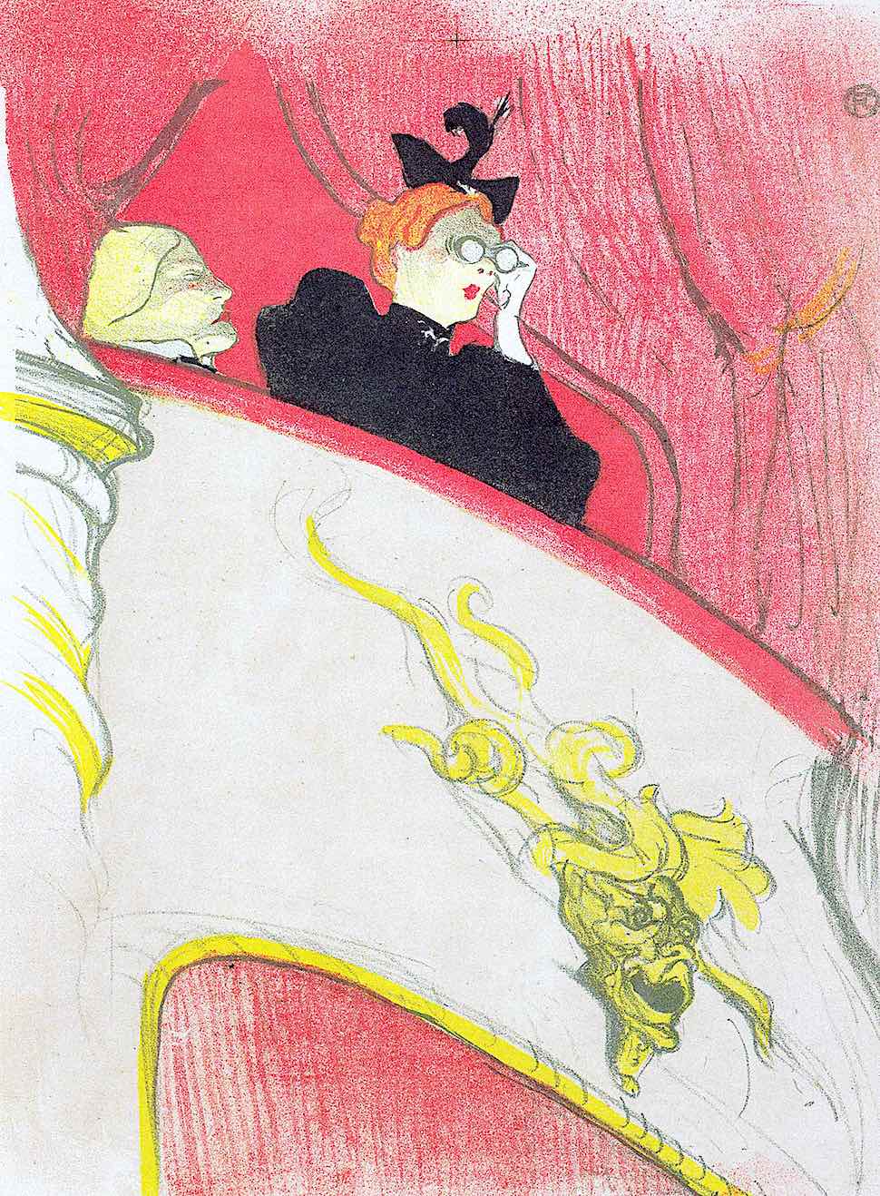 Toulouse-Lautrec Toulouse-Lautrec, a woman in a balcony with opera glasses