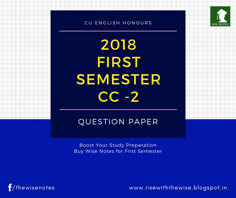 C.U. English Honours First Semester Question Paper 2018 [CC2] The