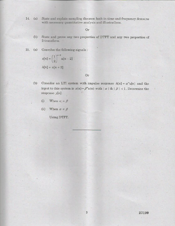 EC6303 Signals and Systems Nov Dec 2015 Question Paper University