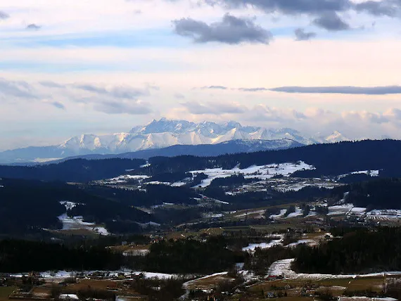 Tatry z Dziedzica Panorama Tatr z Dziedzica (Pisarzowa)