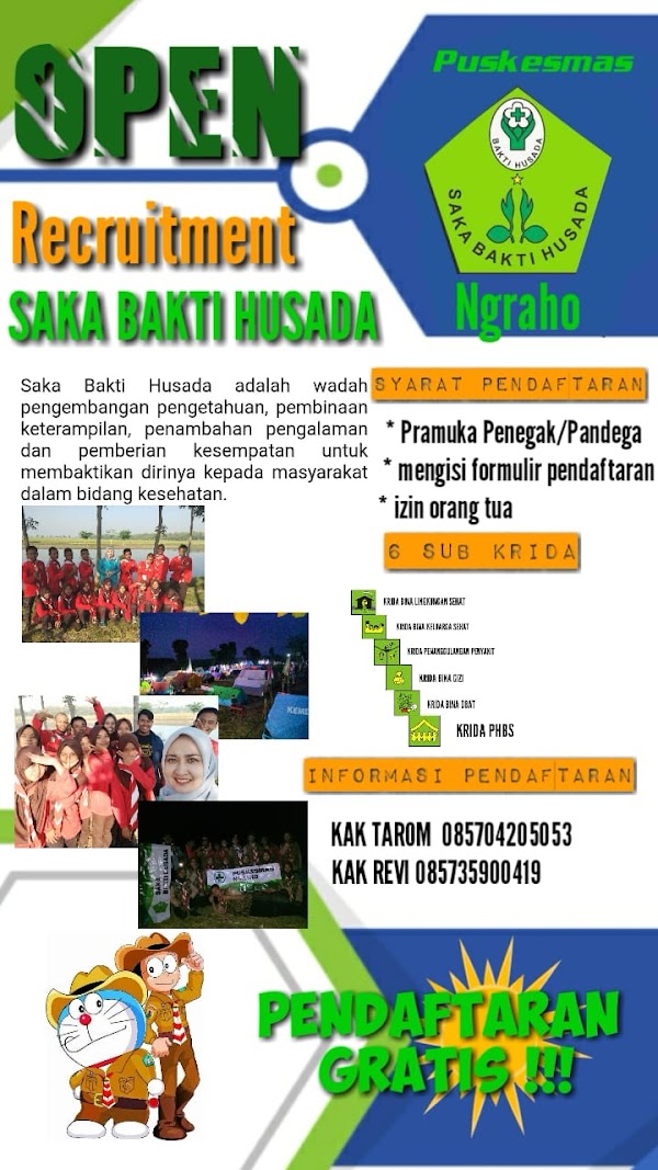 Rekrutmen Anggota Baru Saka Bakti Husada Puskesmas Ngraho Kwartir Ranting Ngraho