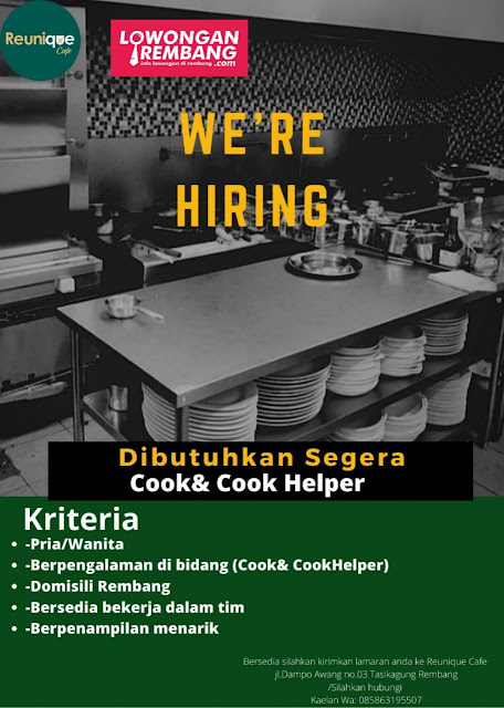lowongan-kerja-cook-cook-helper-reunique-cafe-rembang lowongan-kerja-cook-cook-helper-reunique-cafe-rembang
