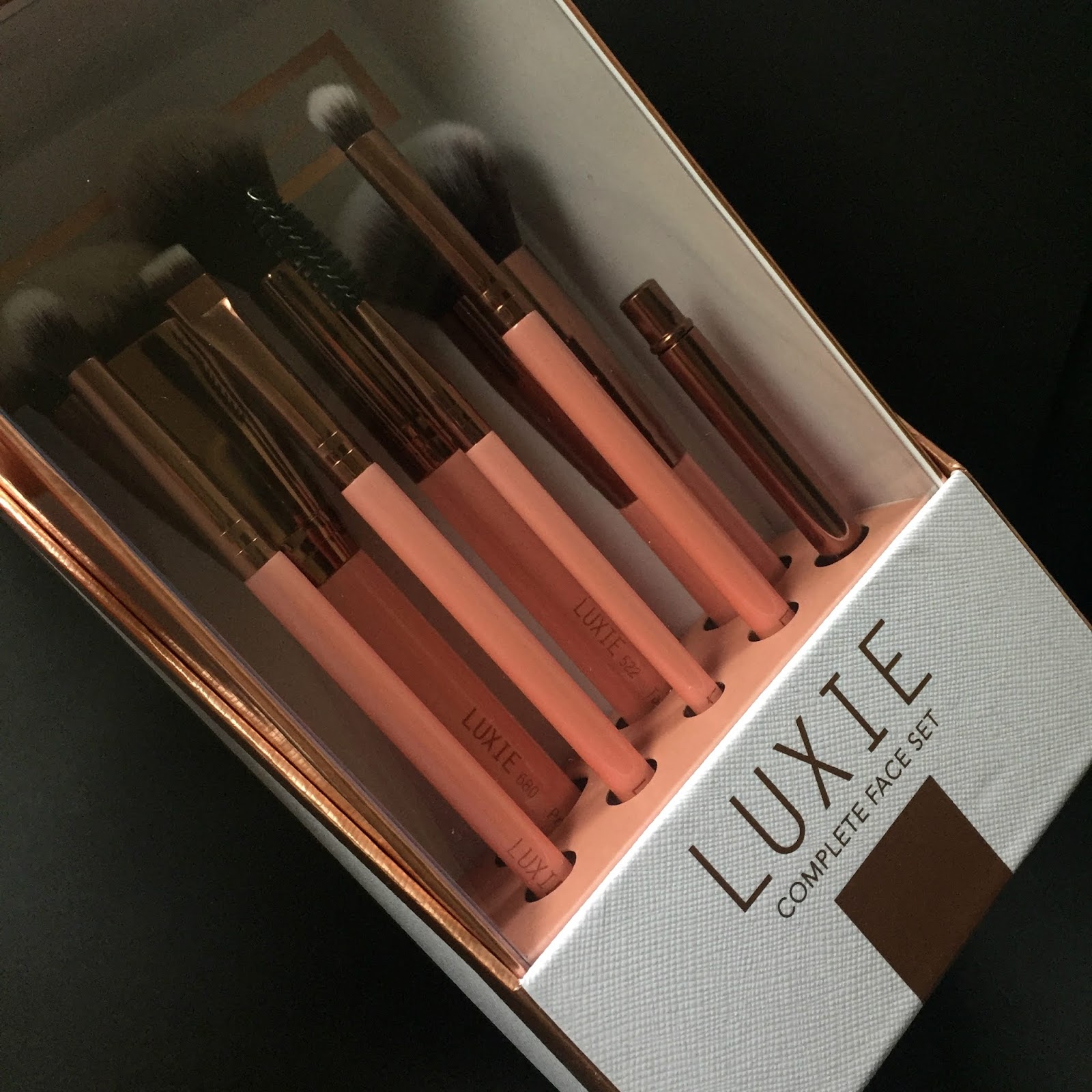 Luxie Beauty Kabuki Rose Gold Collection, Complete Face Set and Perfection Set Makeup Brush