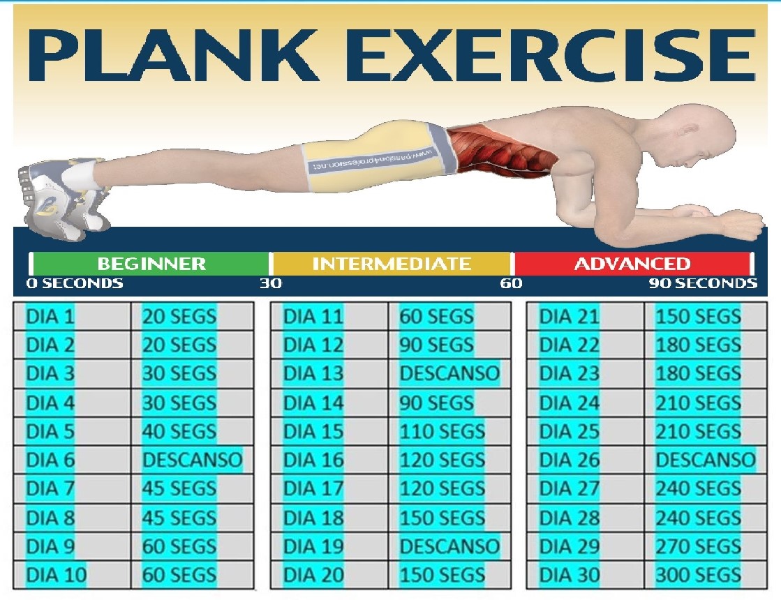 Plank es el ejercicio abdominal que más músculos trabaja