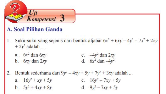 Jawaban Buku Matematika Kelas 7 Uji Kompetensi 3 Hal 240