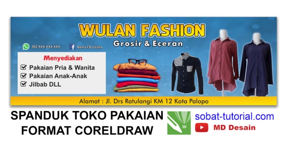 Contoh Desain Spanduk Toko Baju Free CDR SobatTutorial