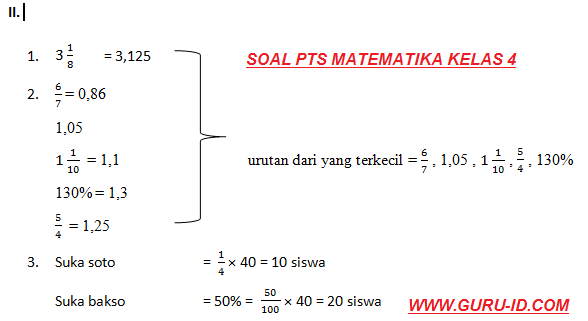 Soal Uts Pts Matematika Kelas 4 Tahun 2018 Dan Kunci Jawaban Info Pendidikan Terbaru