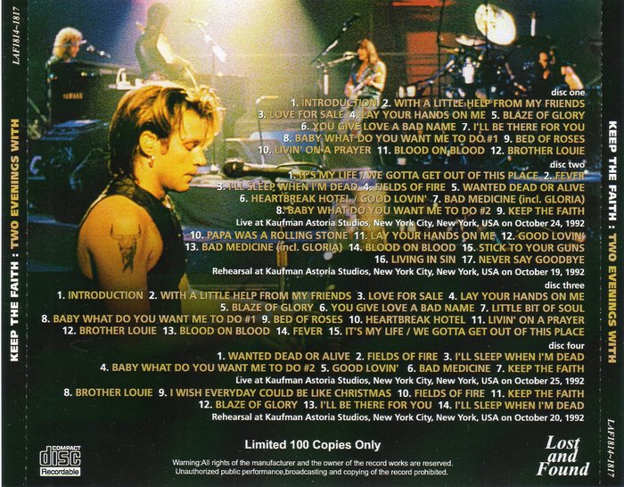 Rock Anthology Bon Jovi Keep The Faith Two Evenings With Bon Jovi