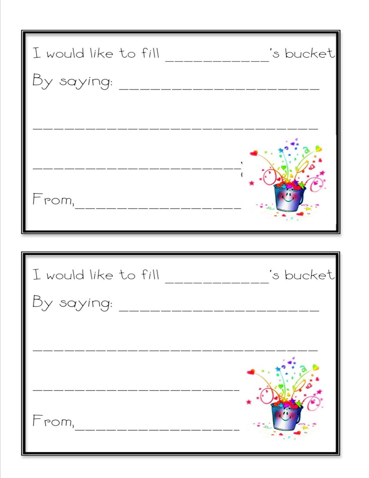 Printable Bucket Filler Forms Printable Forms Free Online