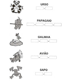 Atividade sepaar sílabas - Alfabetização.