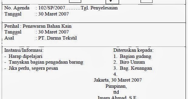 Contoh Surat Disposisi Langsung Dan Tidak Langsung