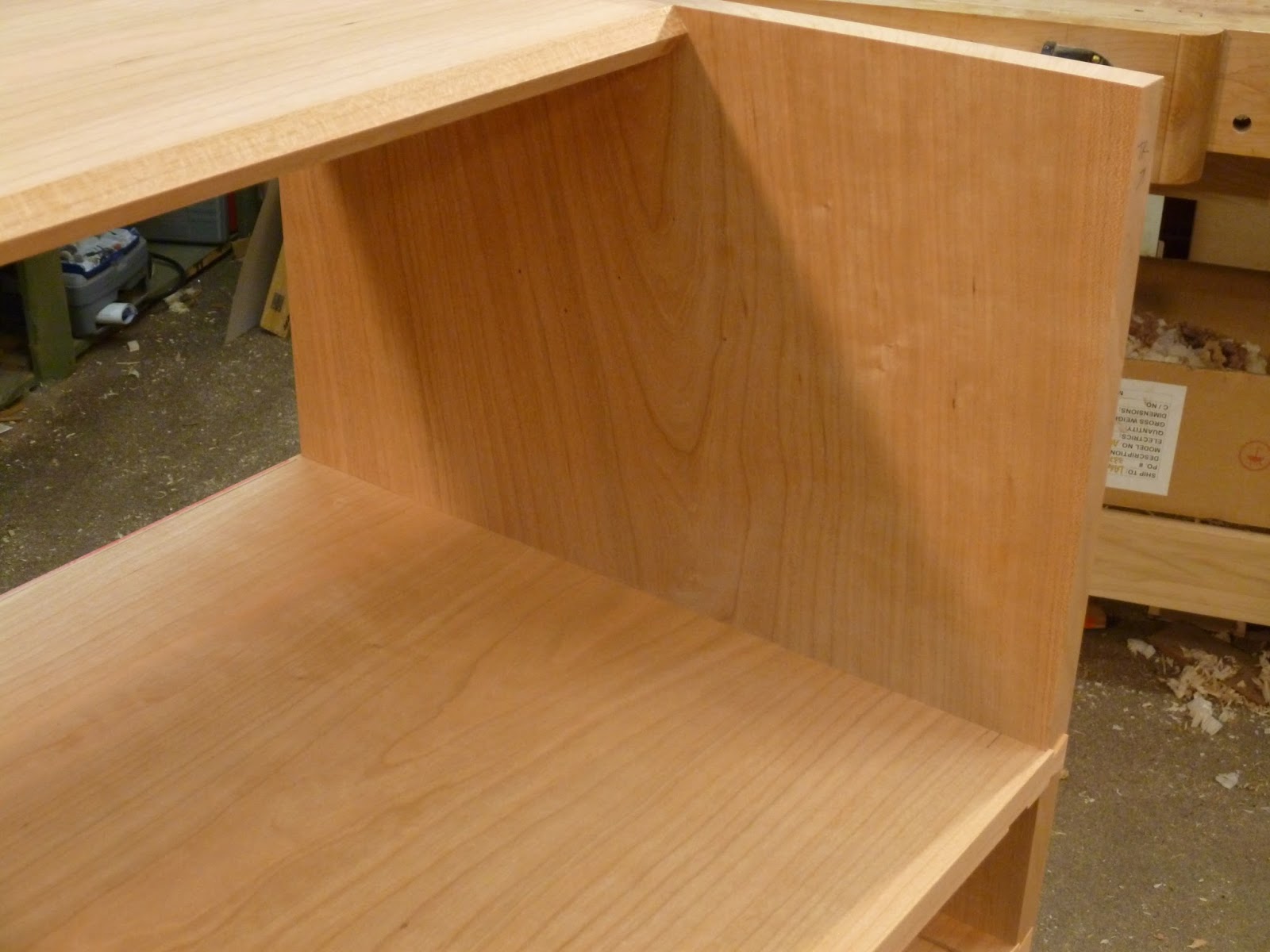 handmade cherry desk in process