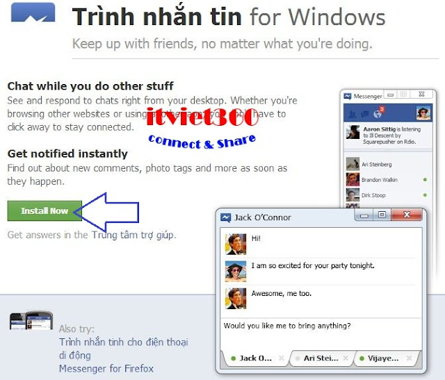 Cài đặt phần mềm chat Facebook cho máy tính sử dụng Windows 7, XP, Vista