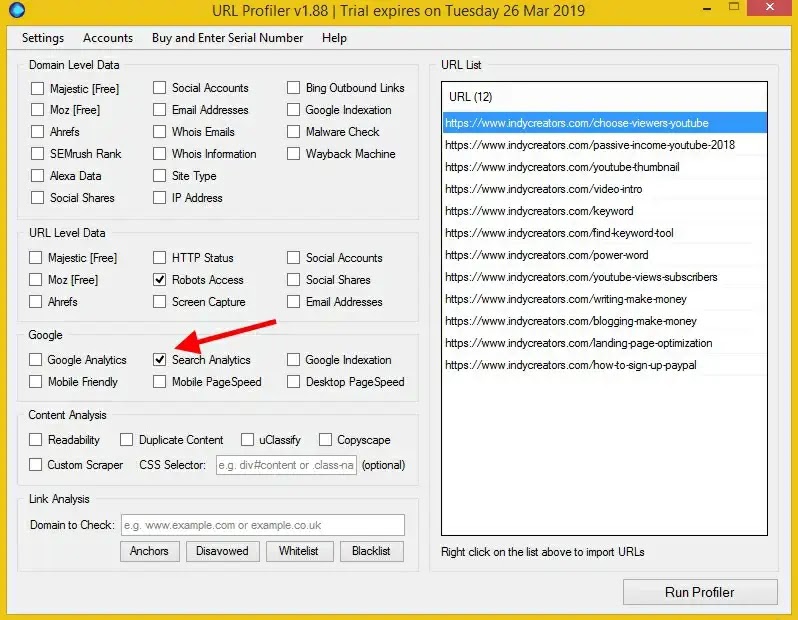URL Profiler Program