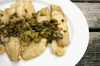 Sole with Capers, Cornichons and Brown Butter Sauce: simpelivingandeating.com