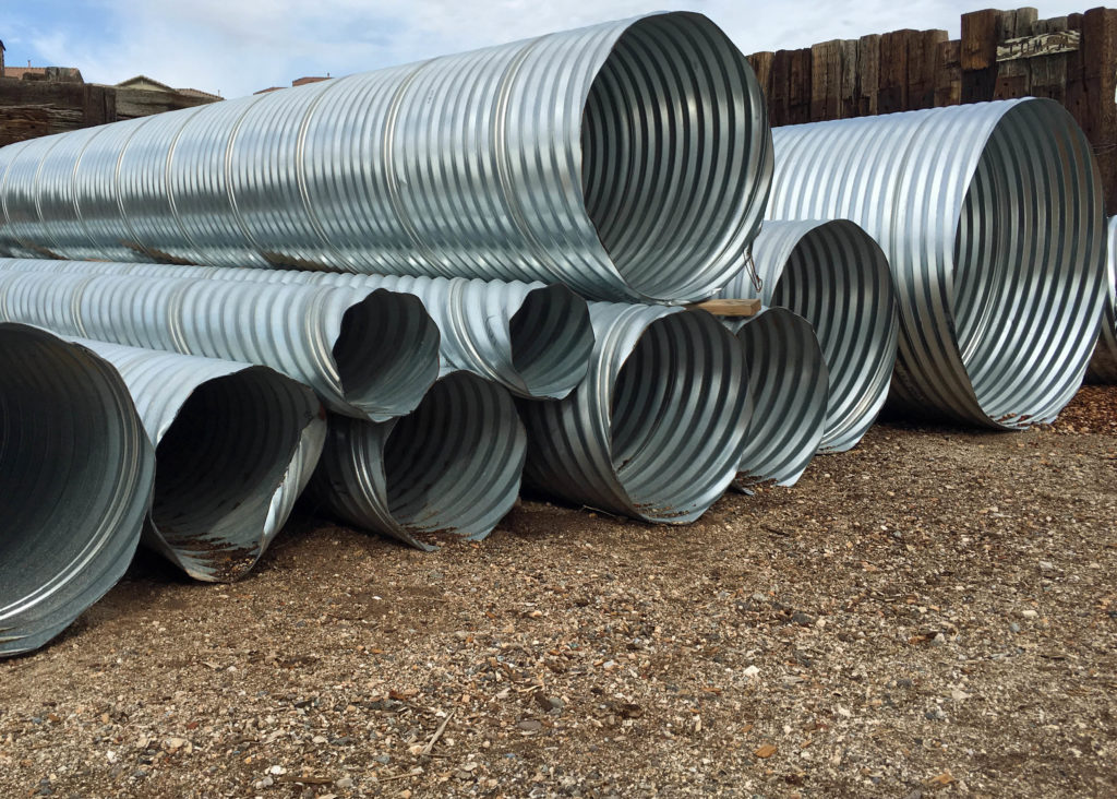 Tracks across Nevada Steel drainage pipes from styrene tube