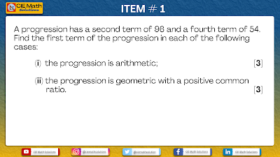 maths, arithmetic sequence, progressions, geometric progression, series, pure math 1, paper 1, AS level past paper items, pure math 9709 items, arithmetic progression, common difference, common ratio, general term, nth term, rule of sequences