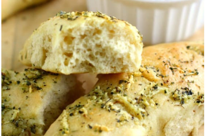 Vegetarian Garlic Herb Breadsticks with Marinara Sauce. #food