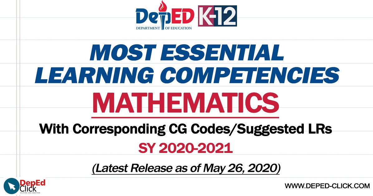 MELCs in MATHEMATICS (SY 20202021) DepEd Click