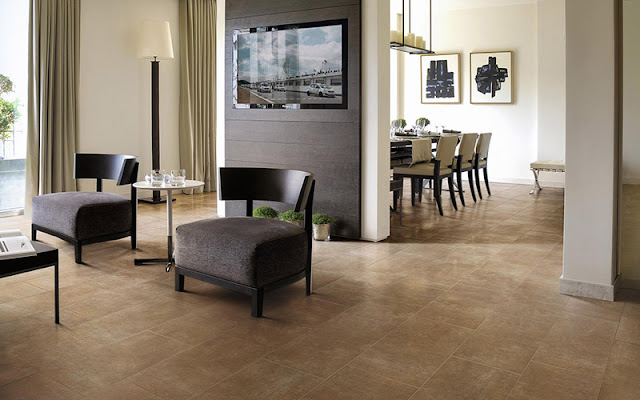 Tile makes a beautiful floor in this open layout floor plan. 
