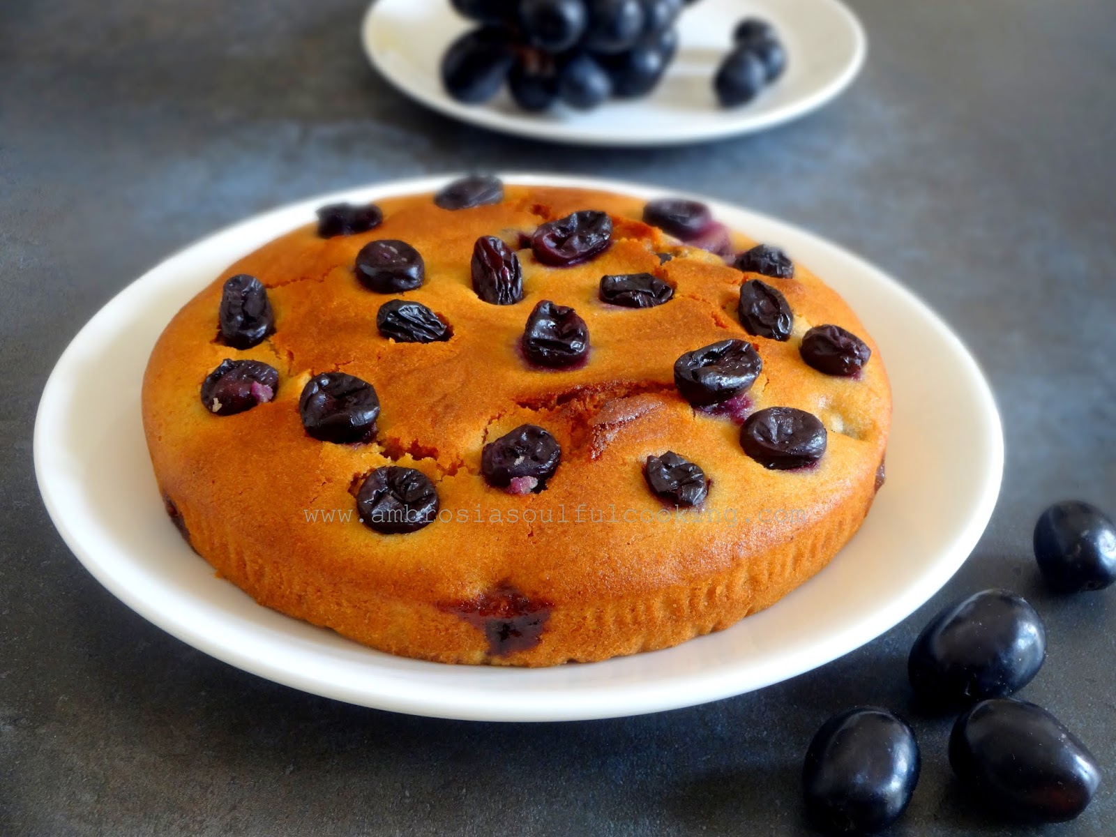 Black Grape Cake (Low Fat Whole Wheat Cake) Ambrosia