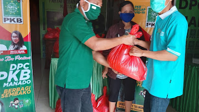 PKB Manado Salurkan Bantuan 2000 Masker dan 200 Paket Sembako ke Warga Miskin