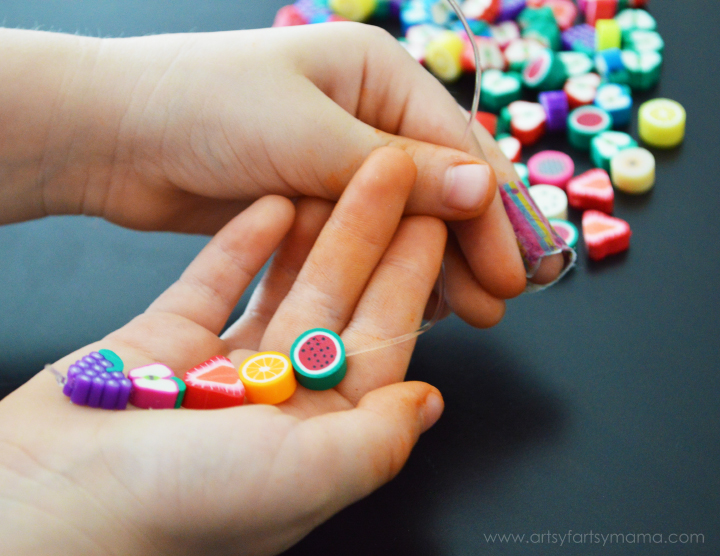 Kids Fruit Jewelry Tutorial at artsyfartsymama.com #kidscraft #summer