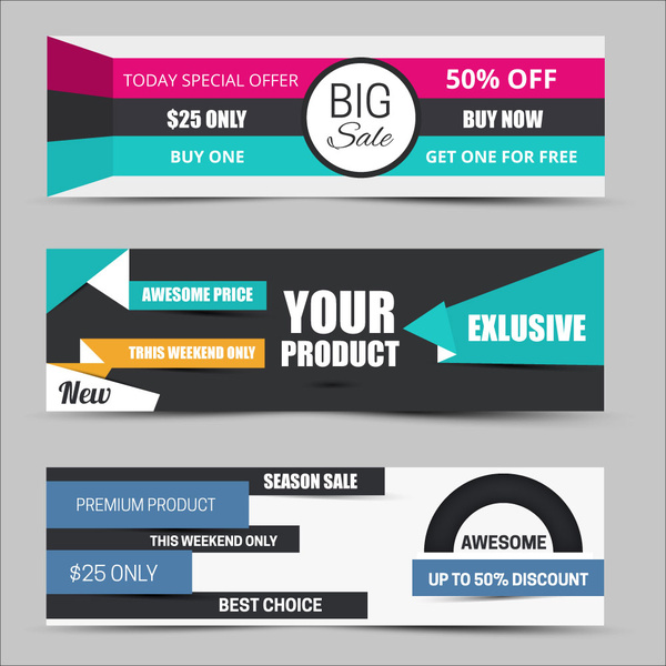 Sales promotion banners on modern style background Free vector