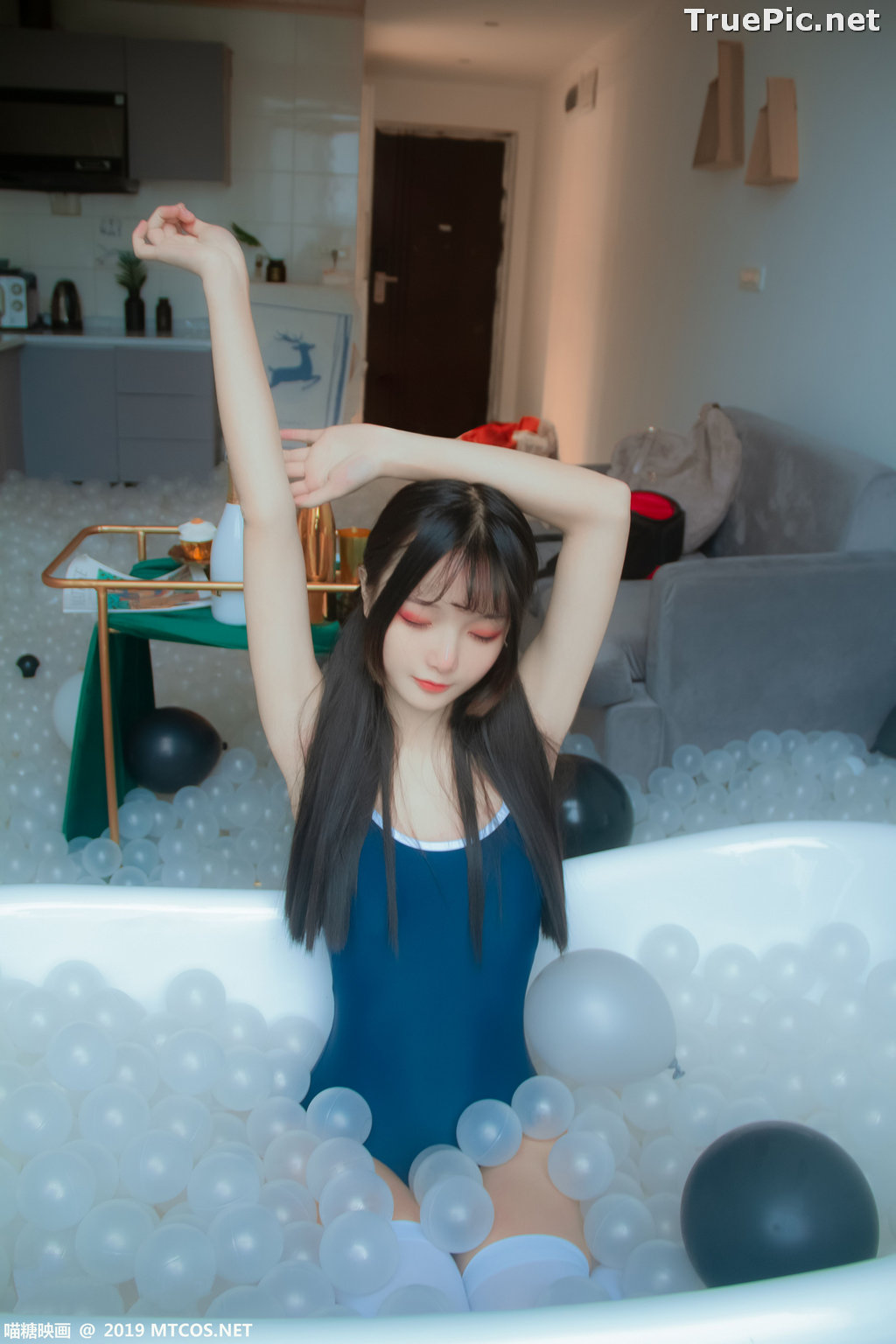 Image [MTCos] 喵糖映画 Vol.046 – Chinese Cute Model – Blue Monokini In Bathtub - TruePic.net - Picture-16