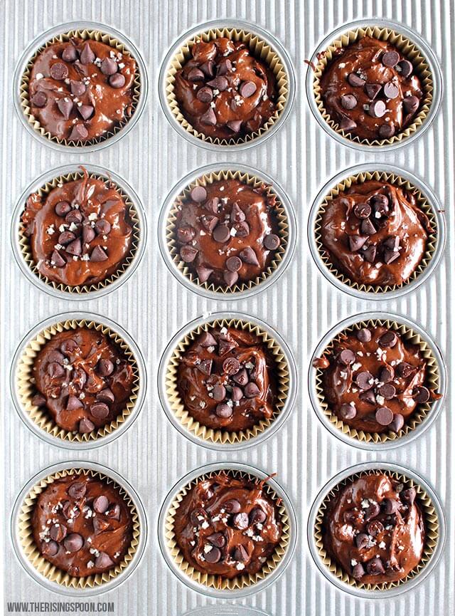Double Dark Chocolate Chip Muffins with Sea Salt The Rising Spoon
