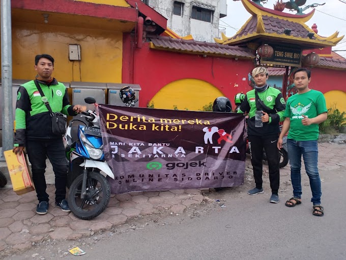 Komune Driver Ojek Online Sidoarjo Galang Dana Untuk Korban Banjir Jakarta