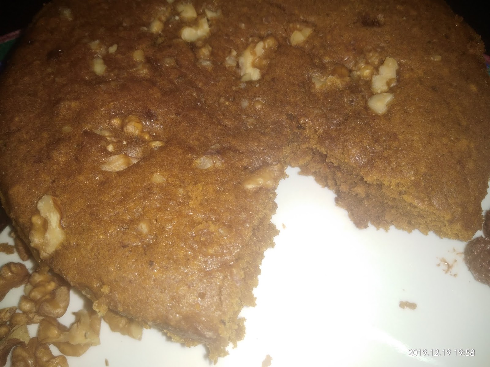 Whole Wheat Date Walnut Jaggery Cake (Microwave Recipe)(Without Sugar)