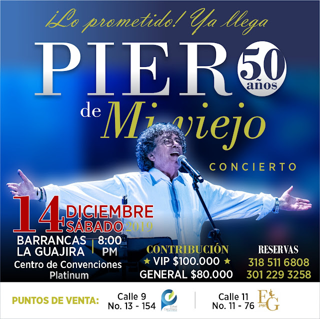 Expectativa en La Guajira y el Cesar por concierto de Piero en Barrancas